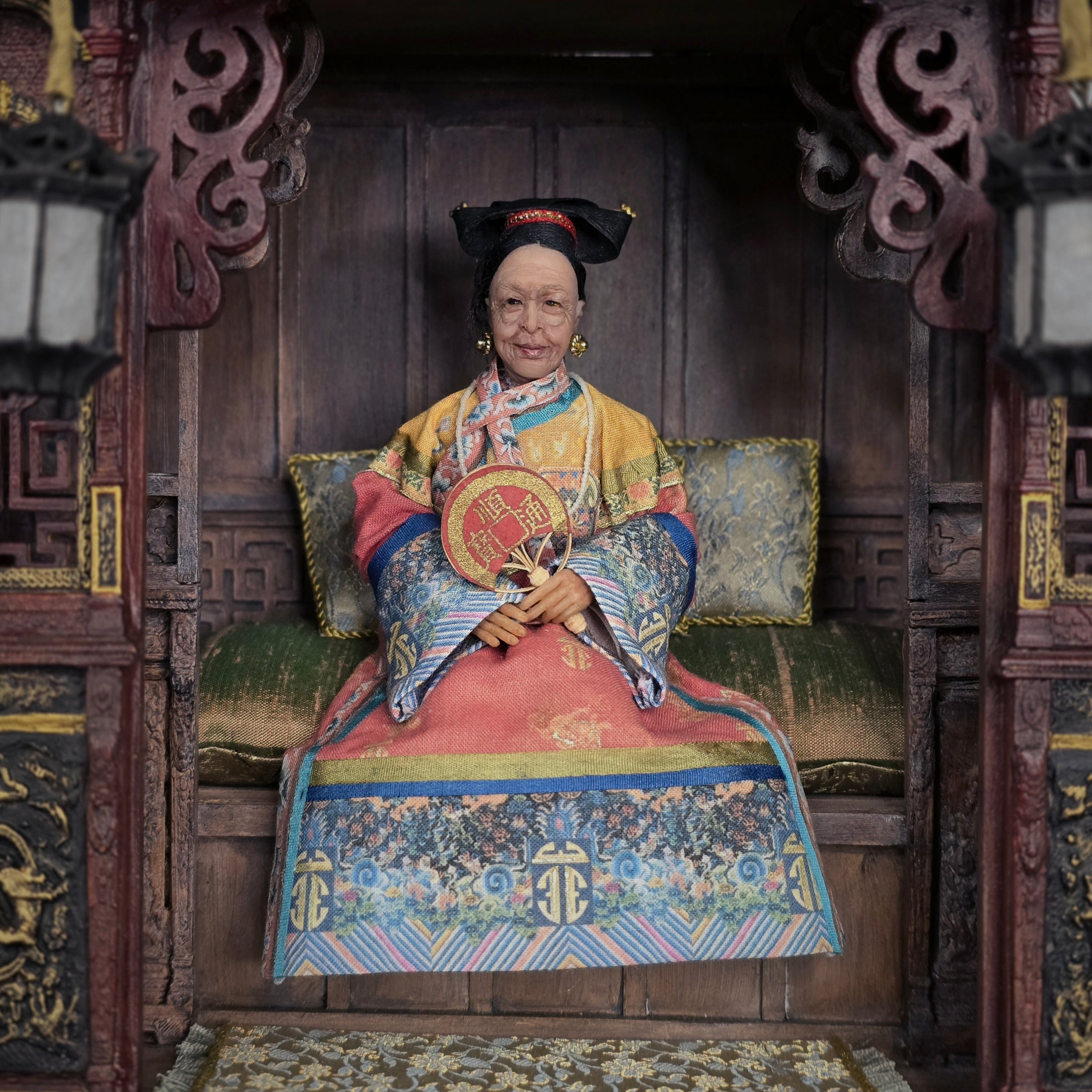 OOAK Qing Dynasty Inspired Chinese Empress Dowager Seated Dollhouse Doll