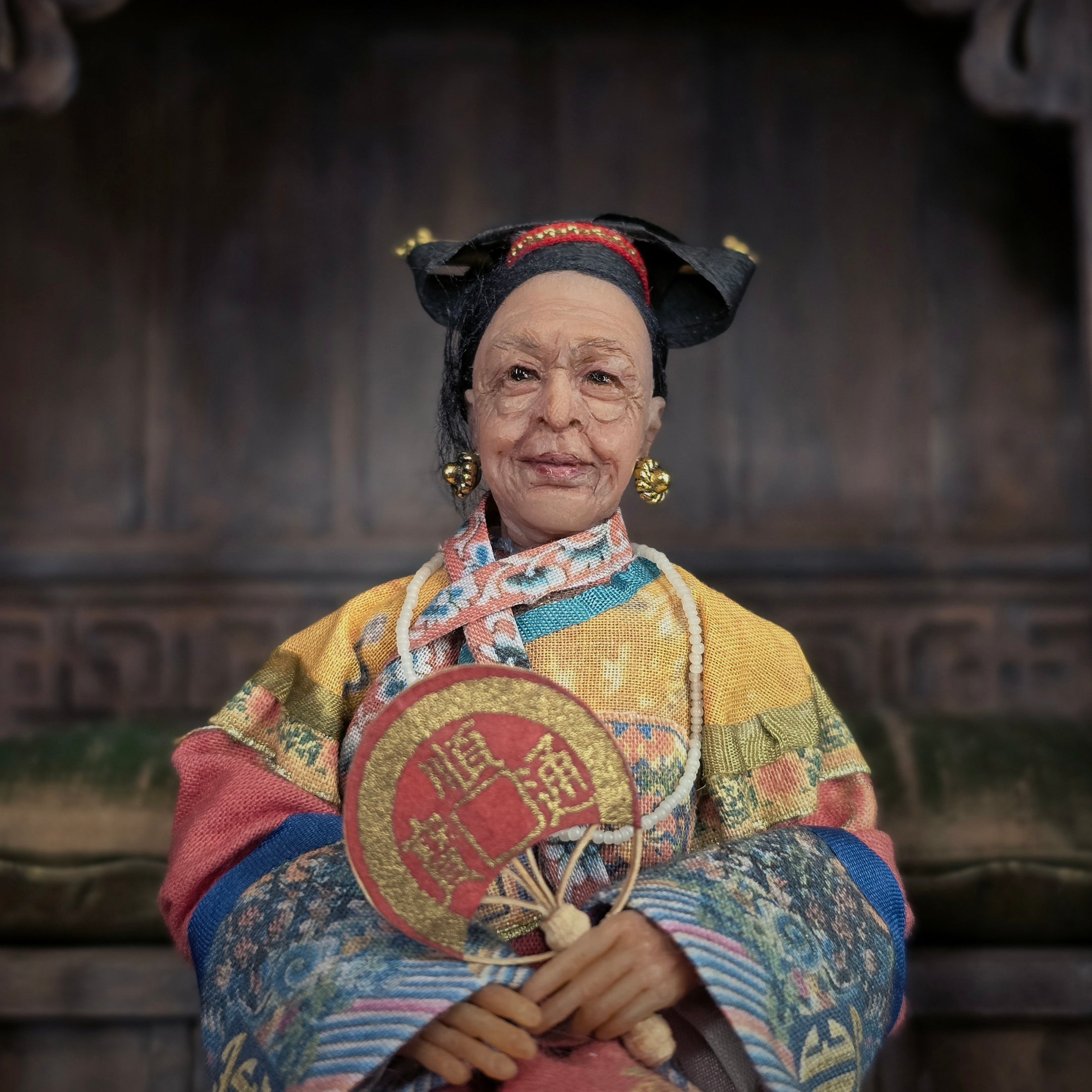 OOAK Qing Dynasty Inspired Chinese Empress Dowager Seated Dollhouse Doll