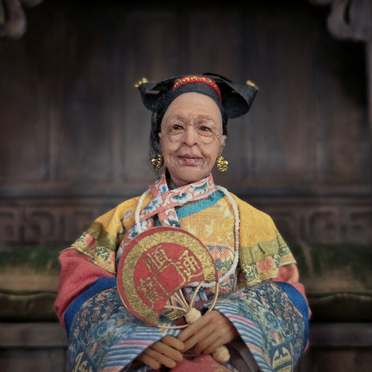 OOAK Qing Dynasty Inspired Chinese Empress Dowager Seated Dollhouse Doll