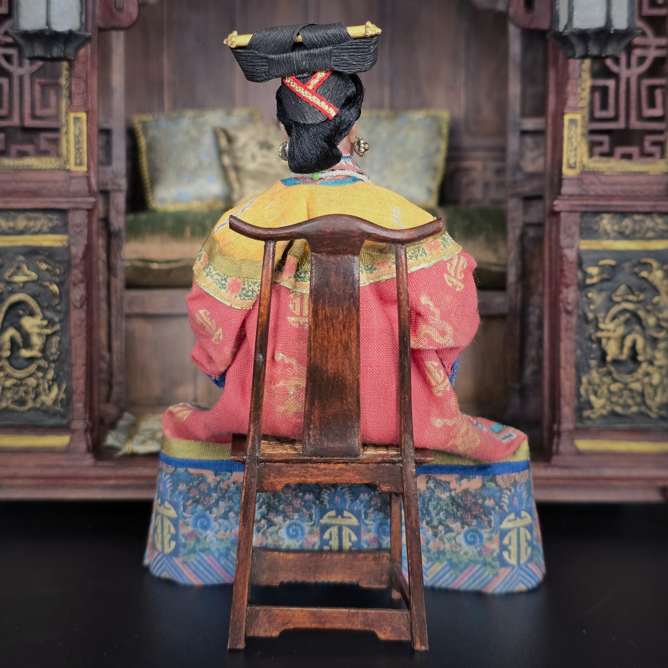 OOAK Qing Dynasty Inspired Chinese Empress Dowager Seated Dollhouse Doll