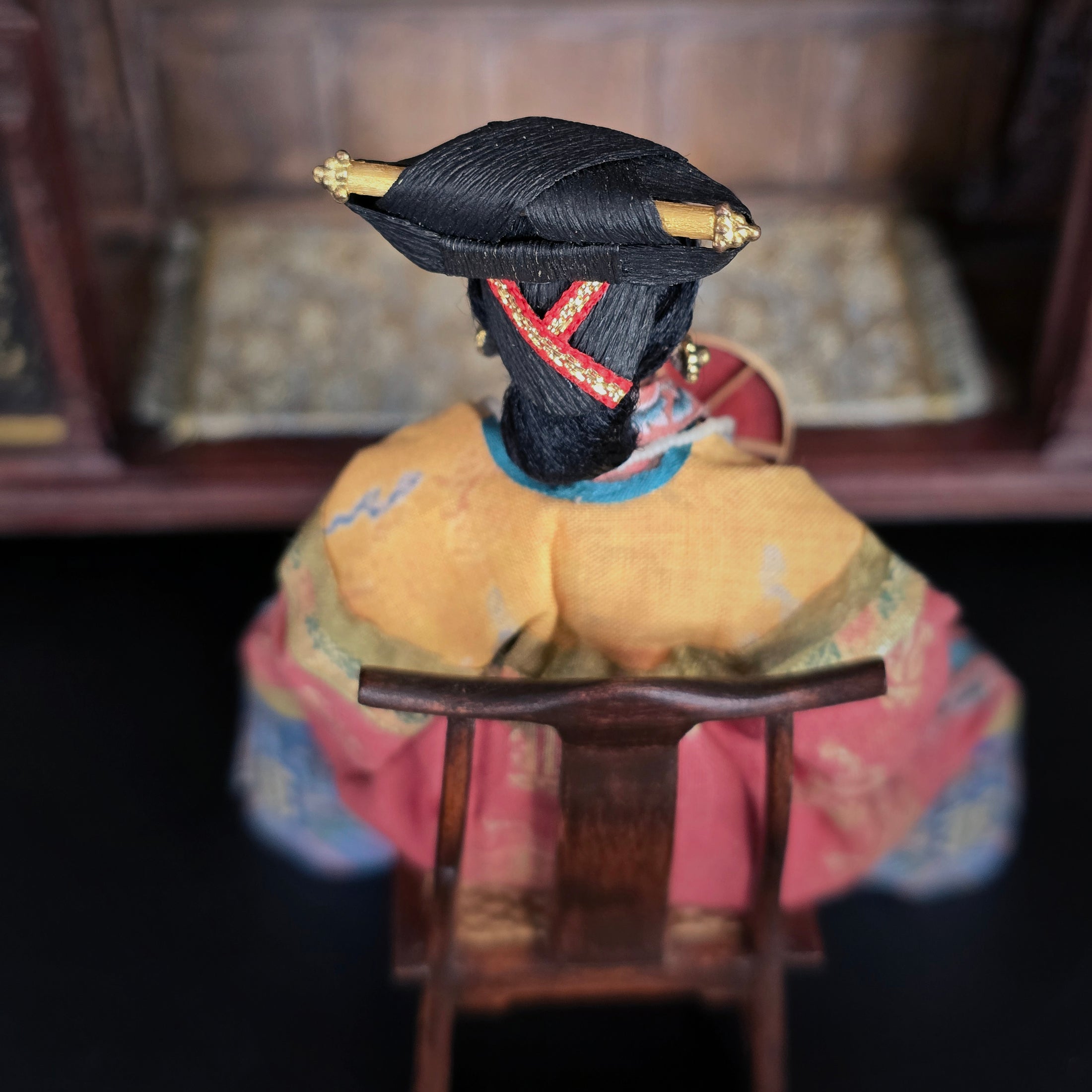 OOAK Qing Dynasty Inspired Chinese Empress Dowager Seated Dollhouse Doll