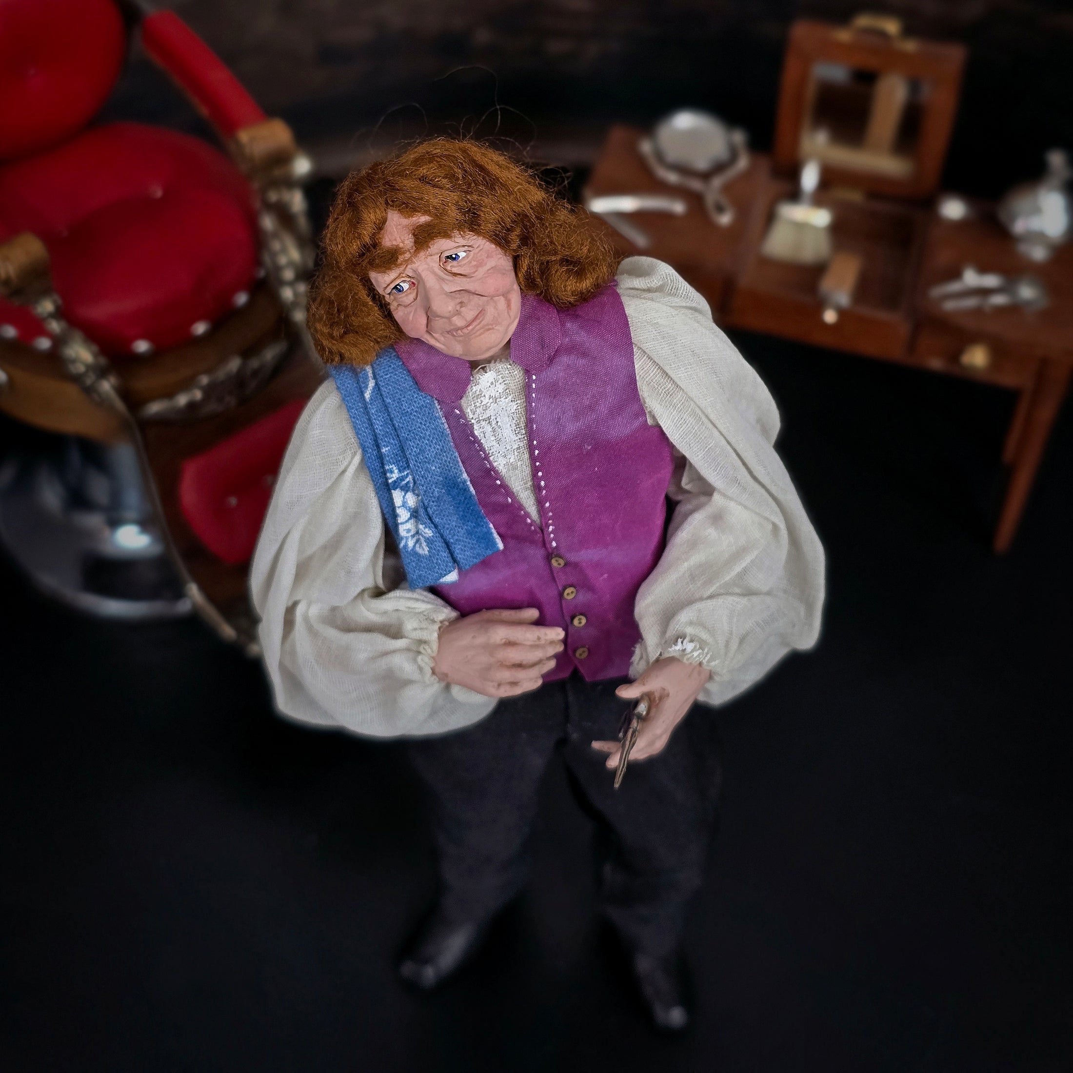 Colonial Gentleman Doll By Marcia Backstrom Barber Or Waiter Clay Character