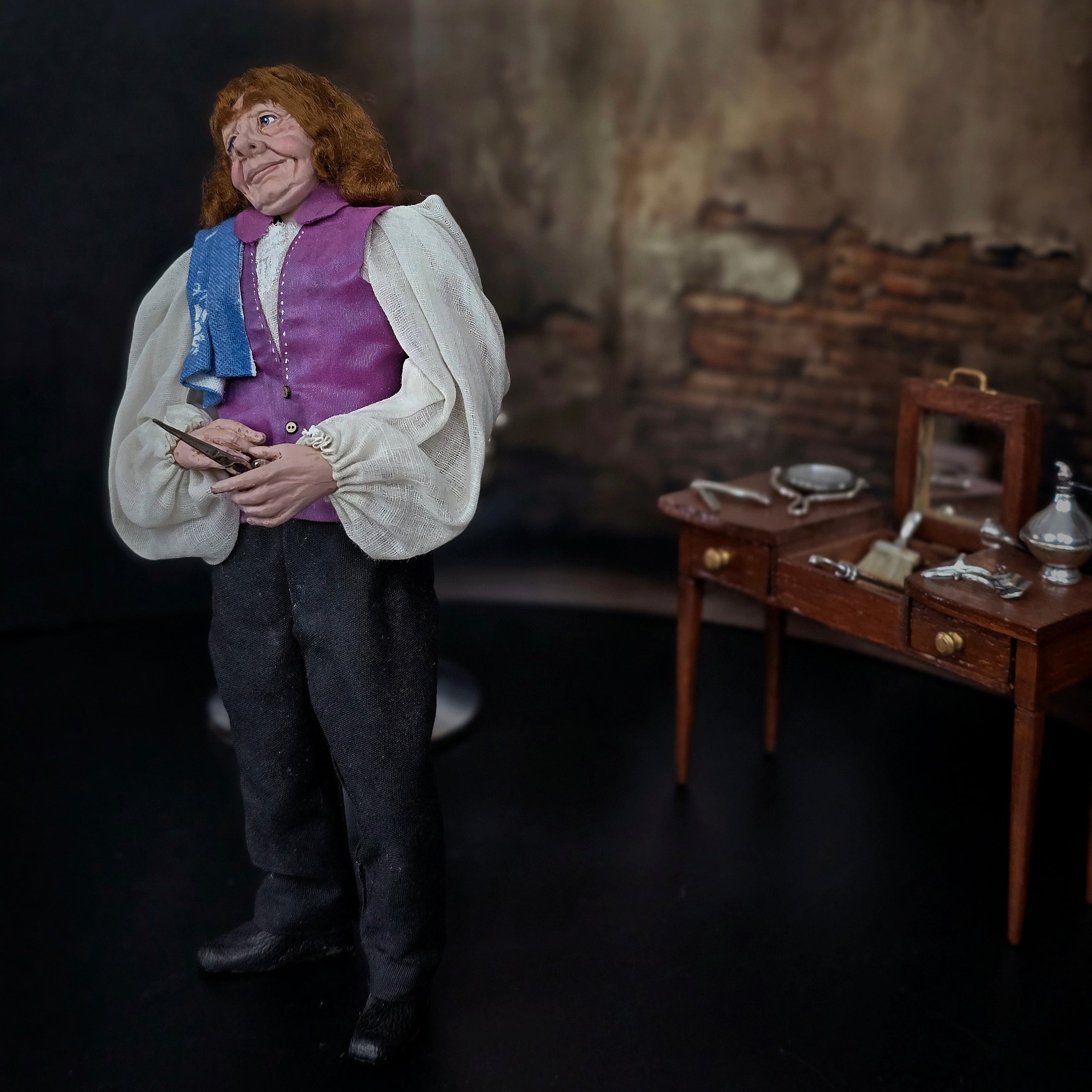 Colonial Gentleman Doll By Marcia Backstrom Barber Or Waiter Clay Character