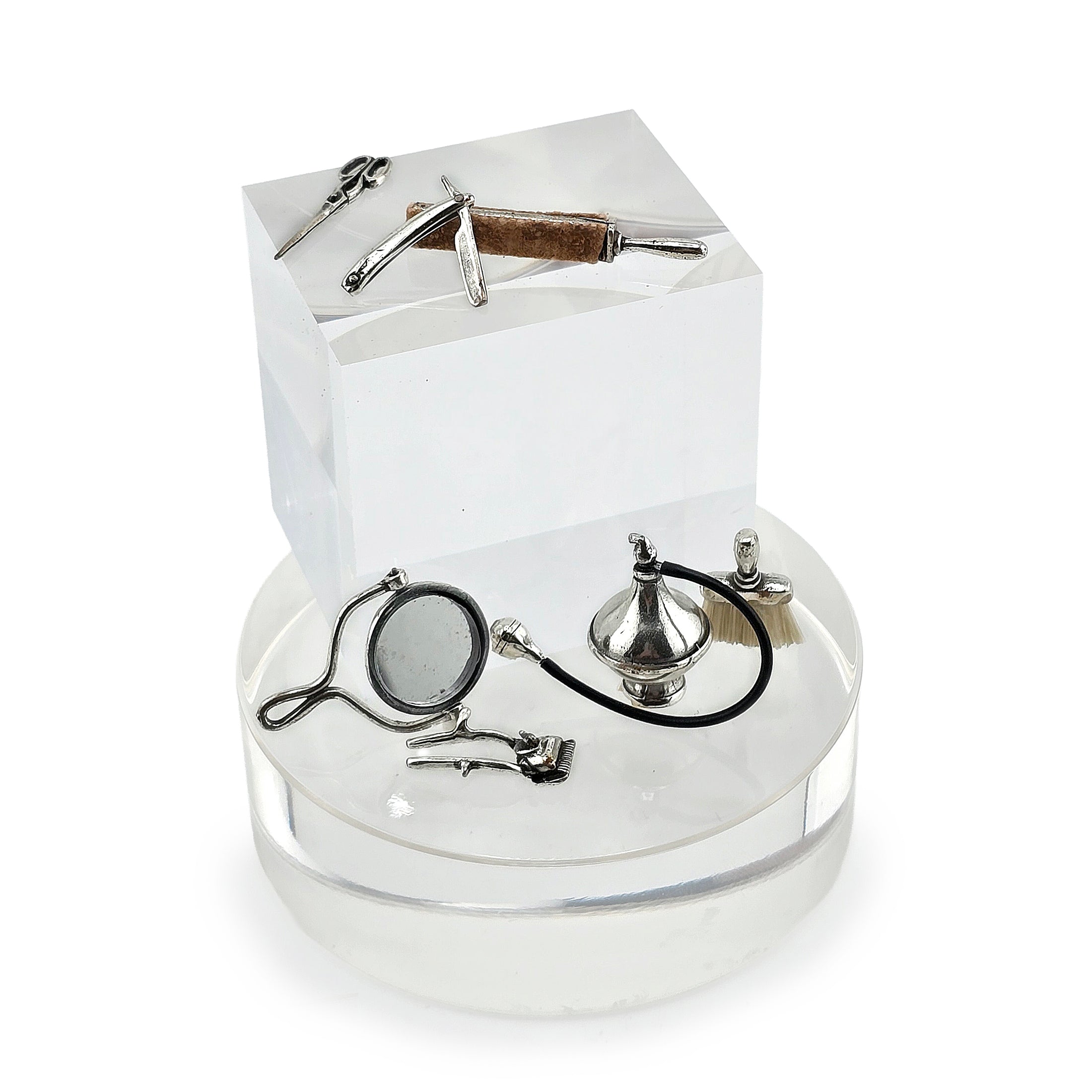 7-Piece Miniature Victorian Barber Tool Set Sterling Silver Grooming Accessories