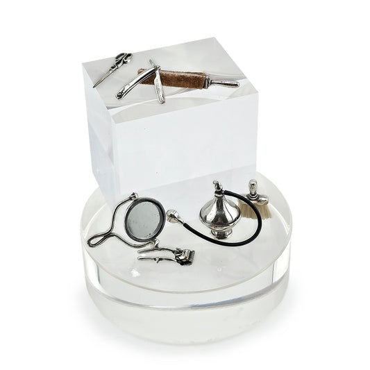 7-Piece Miniature Victorian Barber Tool Set Sterling Silver Grooming Accessories