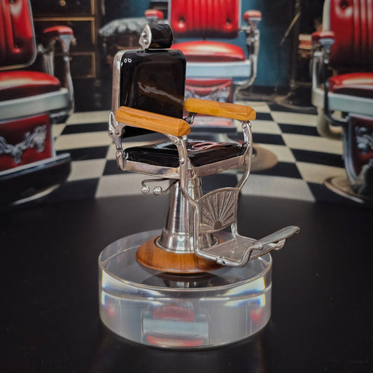 RARE Sacchetti Miniature Koken Barber Chair Sterling Silver & Walnut OOAK