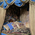 Load image into Gallery viewer, Simply Silk Miniatures Taupe & Blue Domed Canopy Bed with Tapestry Panels UK
