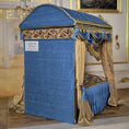 Load image into Gallery viewer, Simply Silk Miniatures Taupe & Blue Domed Canopy Bed with Tapestry Panels UK
