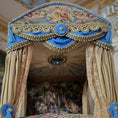 Load image into Gallery viewer, Simply Silk Miniatures Taupe & Blue Domed Canopy Bed with Tapestry Panels UK
