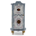 Load image into Gallery viewer, Blue Rococo Miniature Armoire Cabinet with Amber Inlays by Milun Mini Furniture Poland

