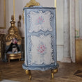Load image into Gallery viewer, Blue Rococo Miniature Armoire Cabinet with Amber Inlays by Milun Mini Furniture Poland
