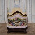 Load image into Gallery viewer, Pink & Gold Hand Carved Upholstered Rococo Style Miniature Bed with Petit Point
