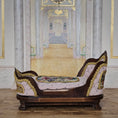 Load image into Gallery viewer, Pink & Gold Hand Carved Upholstered Rococo Style Miniature Bed with Petit Point
