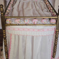 Load image into Gallery viewer, Pink & White Victorian Miniature Brass and Wood Canopy Bed Lace Curtains Floral Beads

