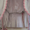 Load image into Gallery viewer, Pink & White Victorian Miniature Brass and Wood Canopy Bed Lace Curtains Floral Beads

