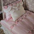 Load image into Gallery viewer, French Upholstered Canopy Daybed with Lace & Pink Silk Artisan Signed
