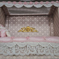 Load image into Gallery viewer, French Upholstered Canopy Daybed with Lace & Pink Silk Artisan Signed
