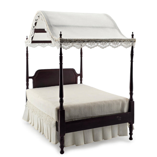 Hepplewhite-Style Mahogany Canopy Bed with Lace Tester