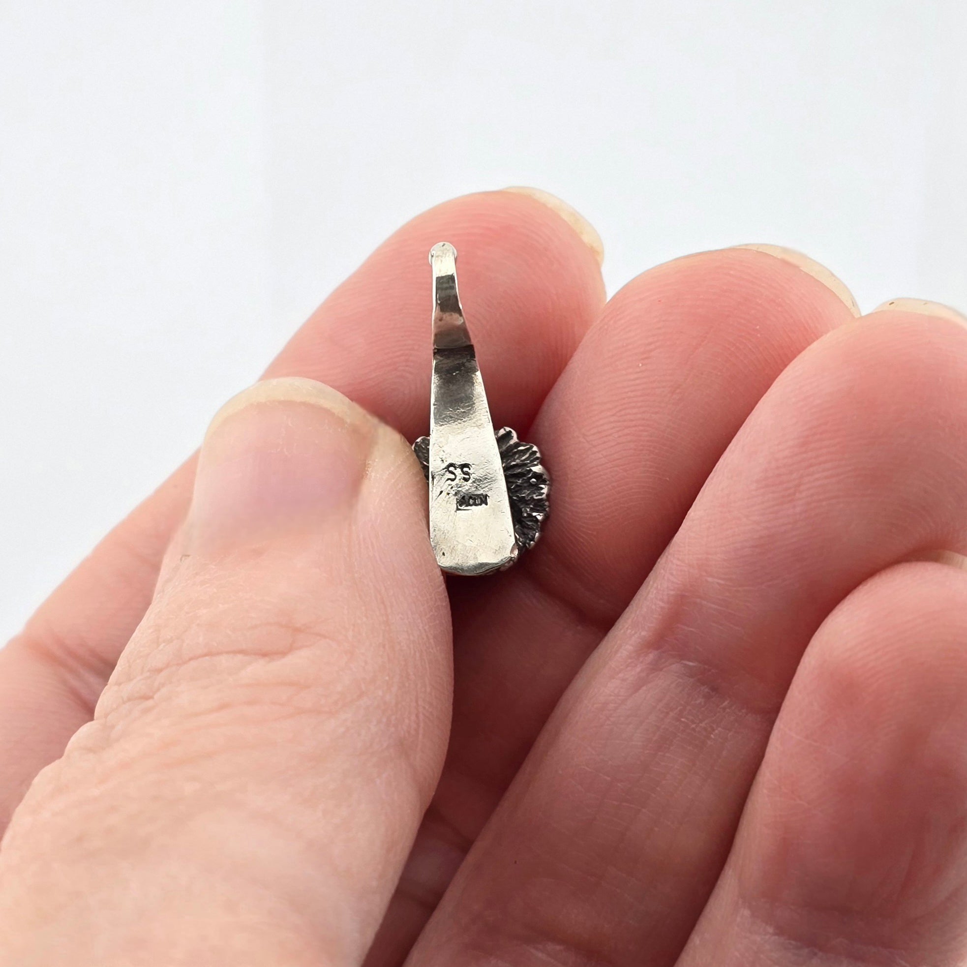 signed underside of sterling miniature dollhouse tree-shaped stocking holder