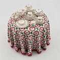 Load image into Gallery viewer, Miniature Christmas-themed table setting with a patterned tablecloth on a white background
