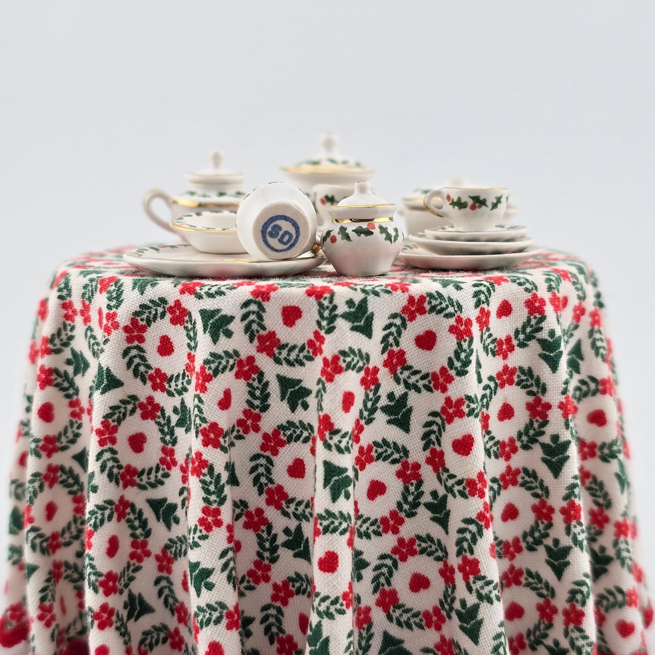 Miniature Christmas Tea Set signed SD