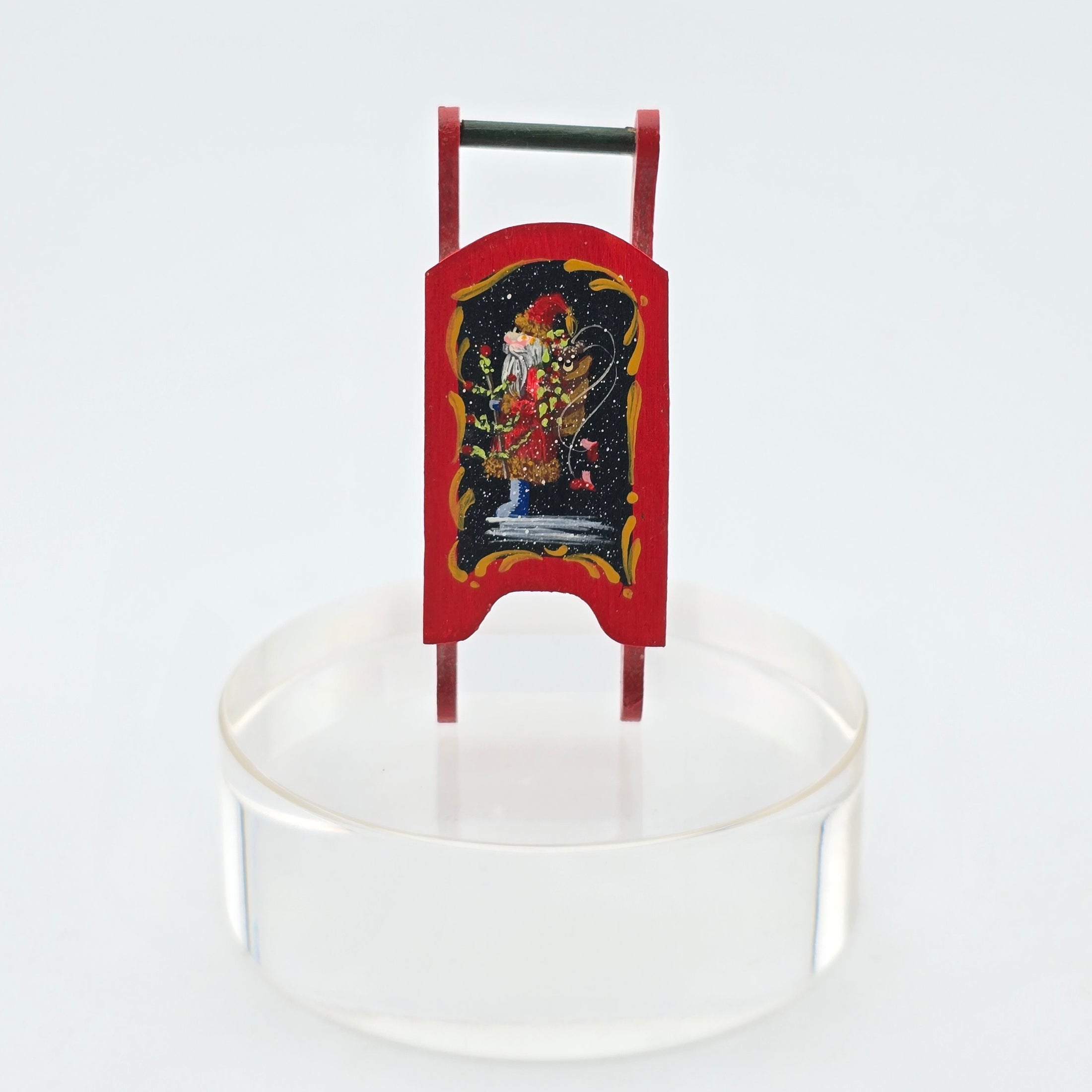 Miniature Christmas Sled – Hand-Painted by Pam Scott on white background