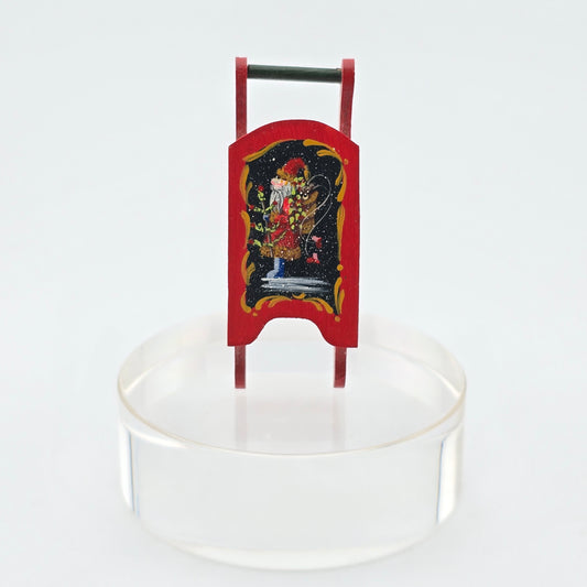 Miniature Christmas Sled – Hand-Painted by Pam Scott on white background