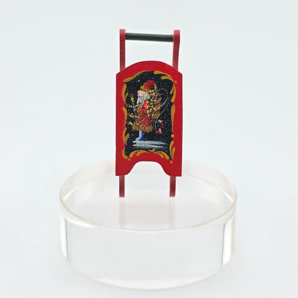 Miniature Christmas Sled – Hand-Painted by Pam Scott on white background