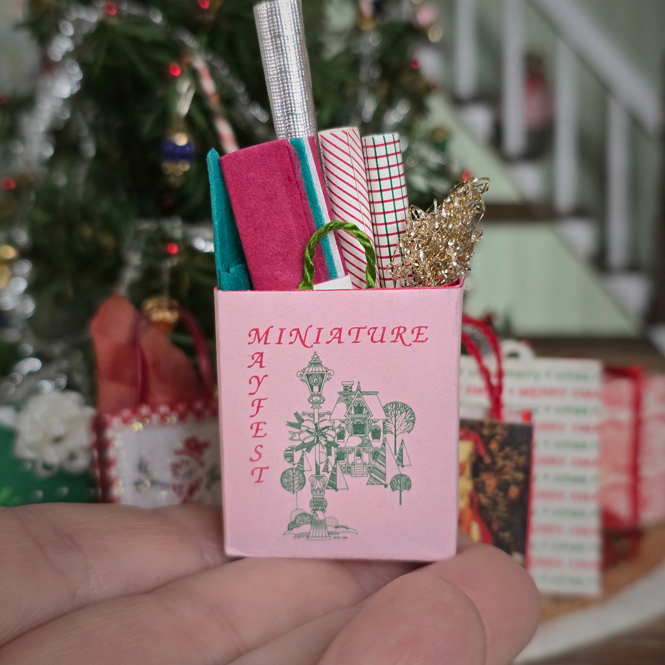 dollhouse miniature Christmas gift bag