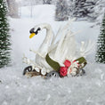 Load image into Gallery viewer, Spun Cotton Swan Pull Cart – OOAK Holiday Miniature by Wendy Addison 1:12 Scale
