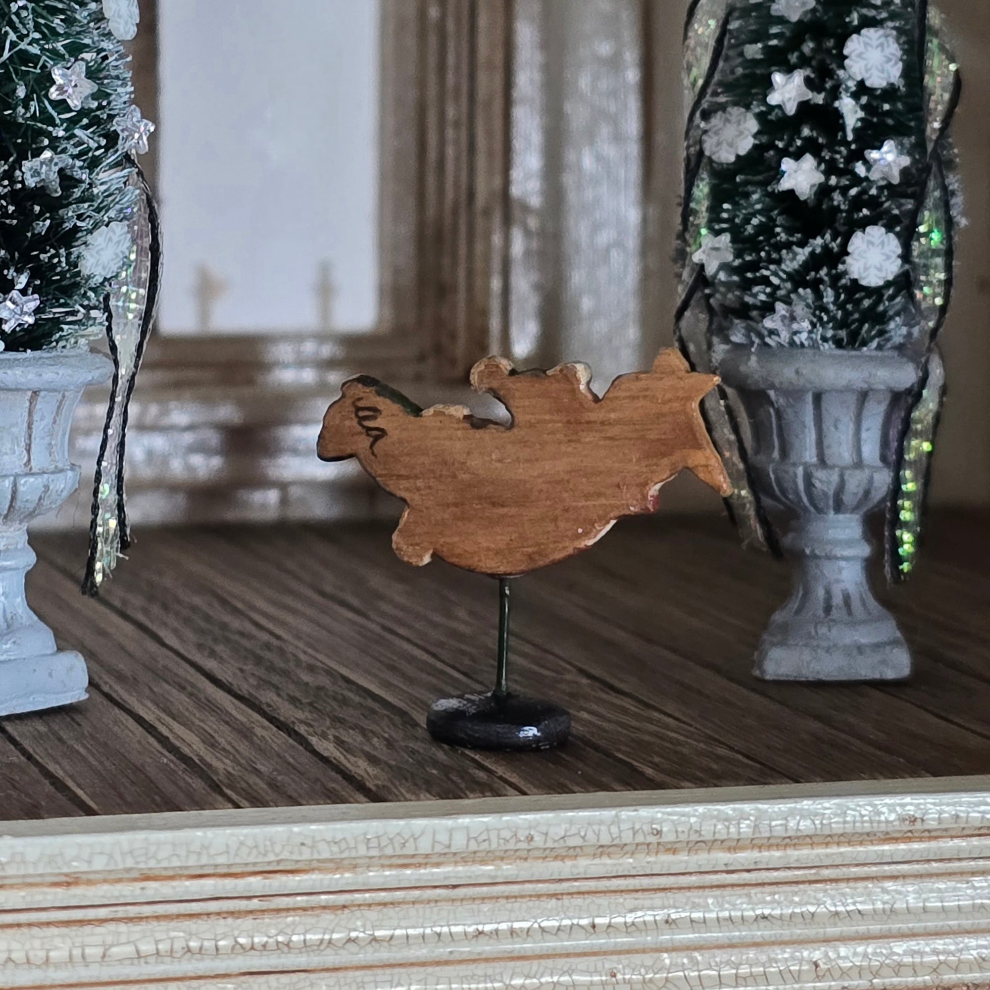 back view, signature of  flying santa figure