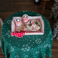 Load image into Gallery viewer, Decorative tray with cookies and mugs on a green tablecloth with snowflake pattern
