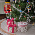 Load image into Gallery viewer, trio of hand wrapped round gift boxes miniature dollhouse Christmas
