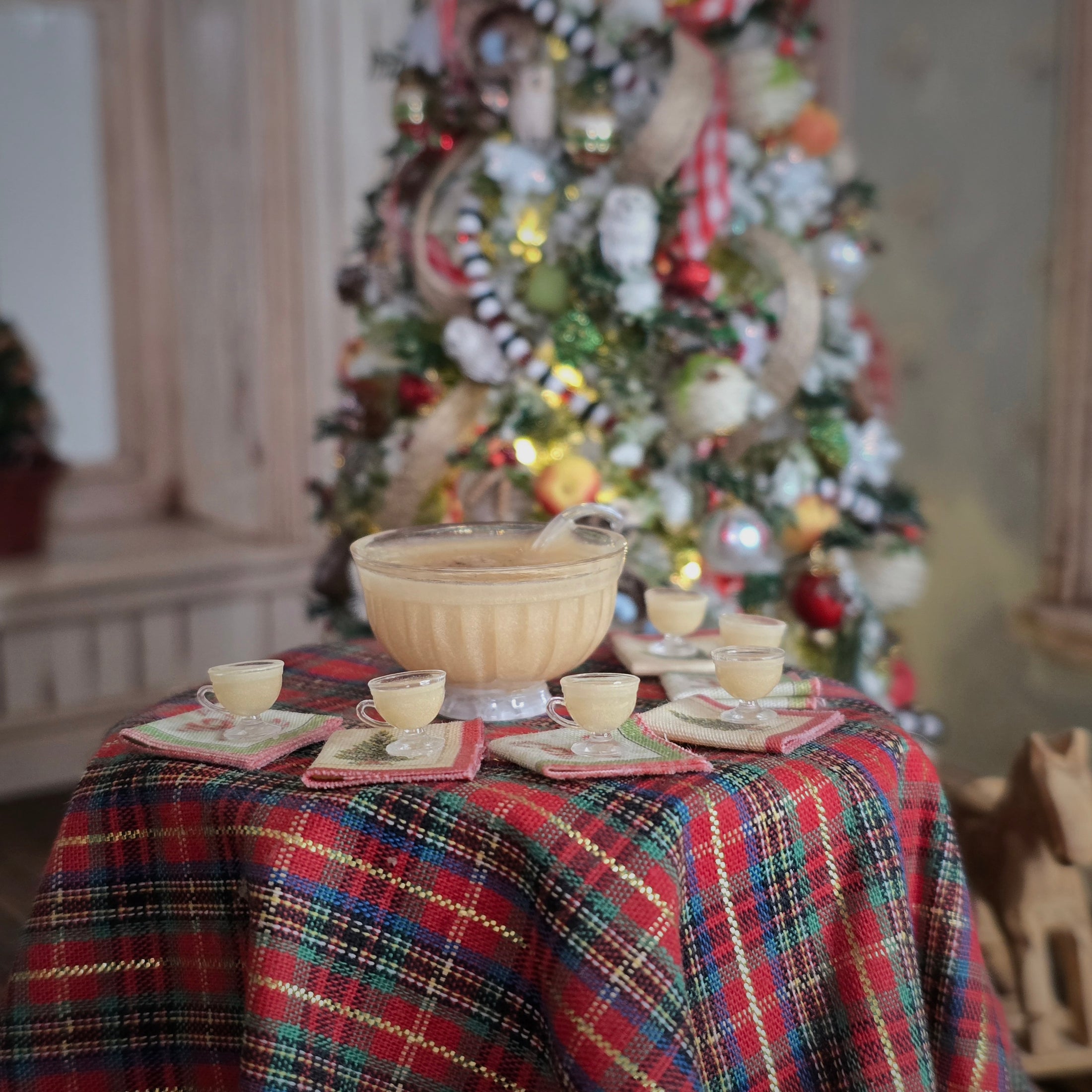 eggnog miniature dollhouse serving set, on table