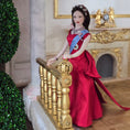 Load image into Gallery viewer, Elegant Royal Porcelain Dollhouse Dark Haired Lady in Red Silk Gown with Garnet Jewelry
