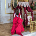Load image into Gallery viewer, Elegant Royal Porcelain Dollhouse Dark Haired Lady in Red Silk Gown with Garnet Jewelry
