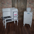 Load image into Gallery viewer, Retro Metal 1920s Roper Range Stove & GE Monitor Top Refrigerator Set
