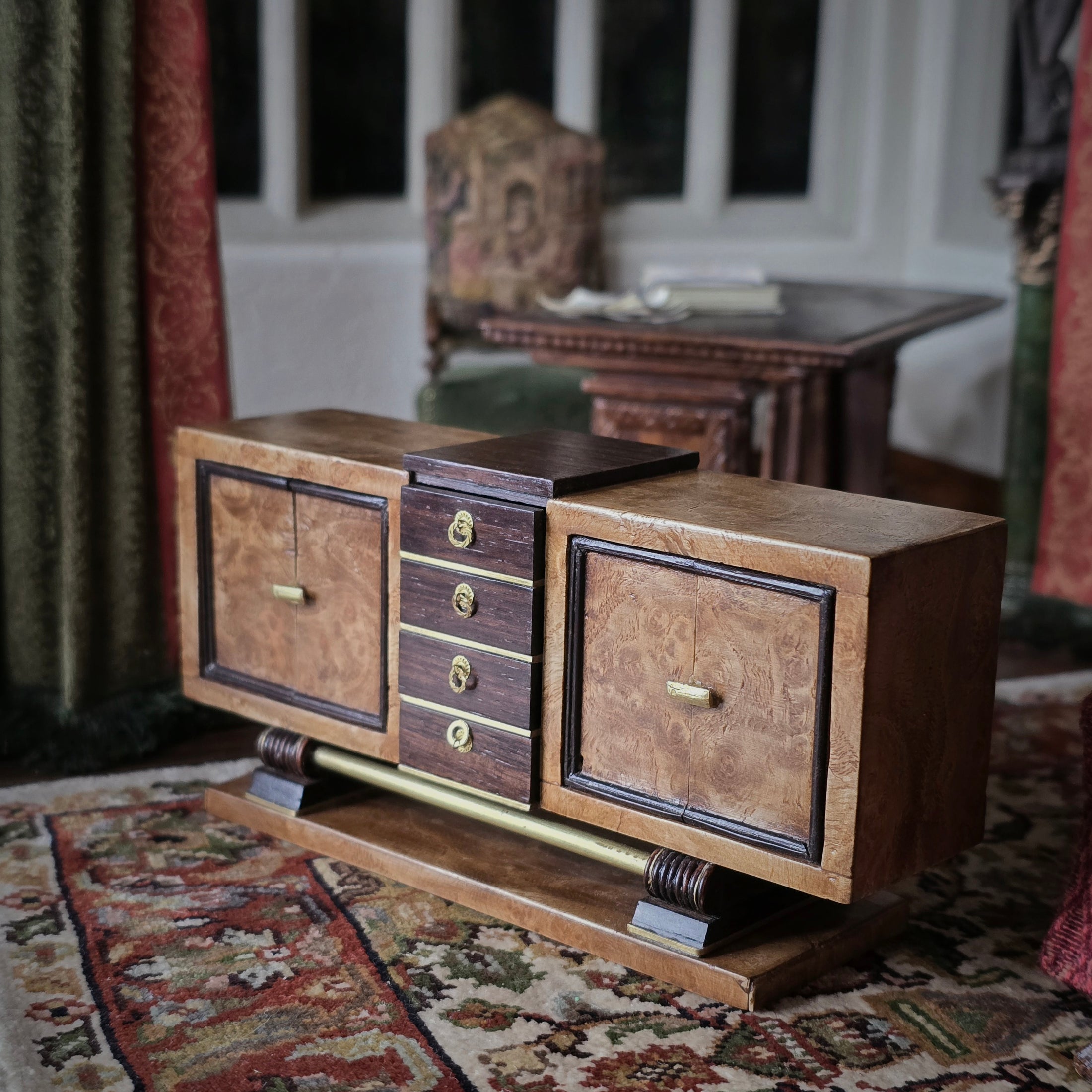 Cristina Noriega Art Deco Burl Wood Sideboard Cabinet Dollhouse Miniature