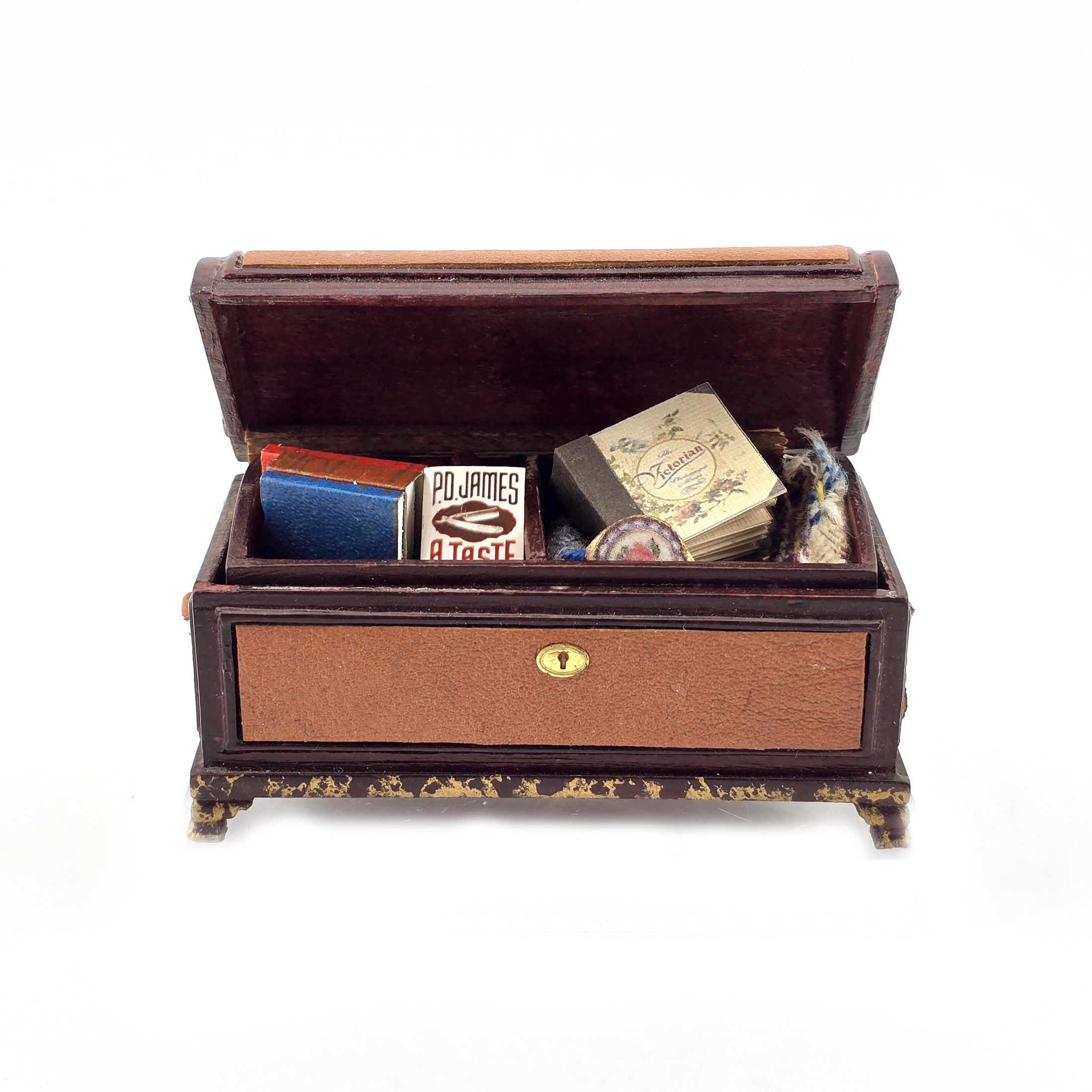 Artisan Dressed Traveler's Box Trunk Vignette with Books & Accessories