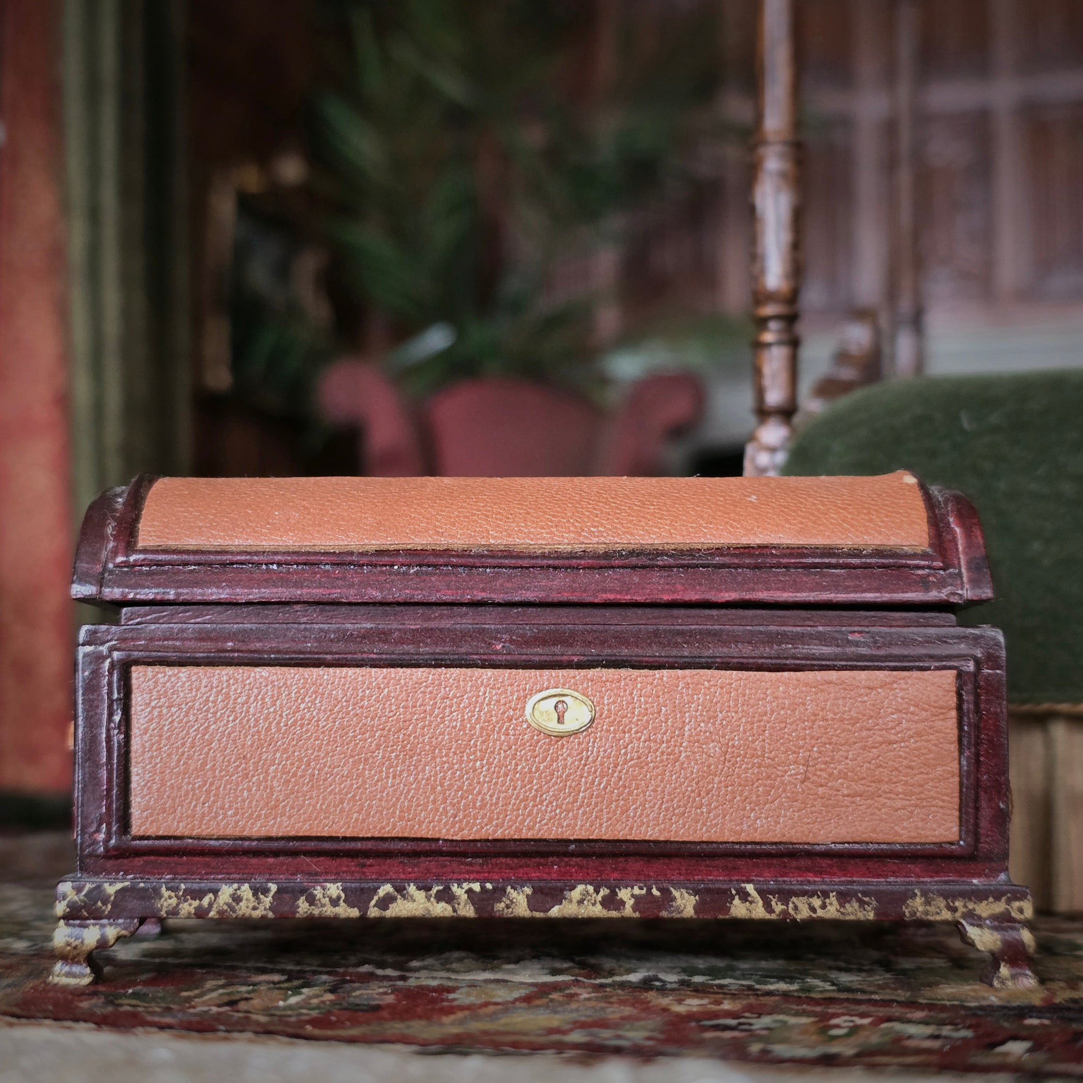 Artisan Dressed Traveler's Box Trunk Vignette with Books & Accessories
