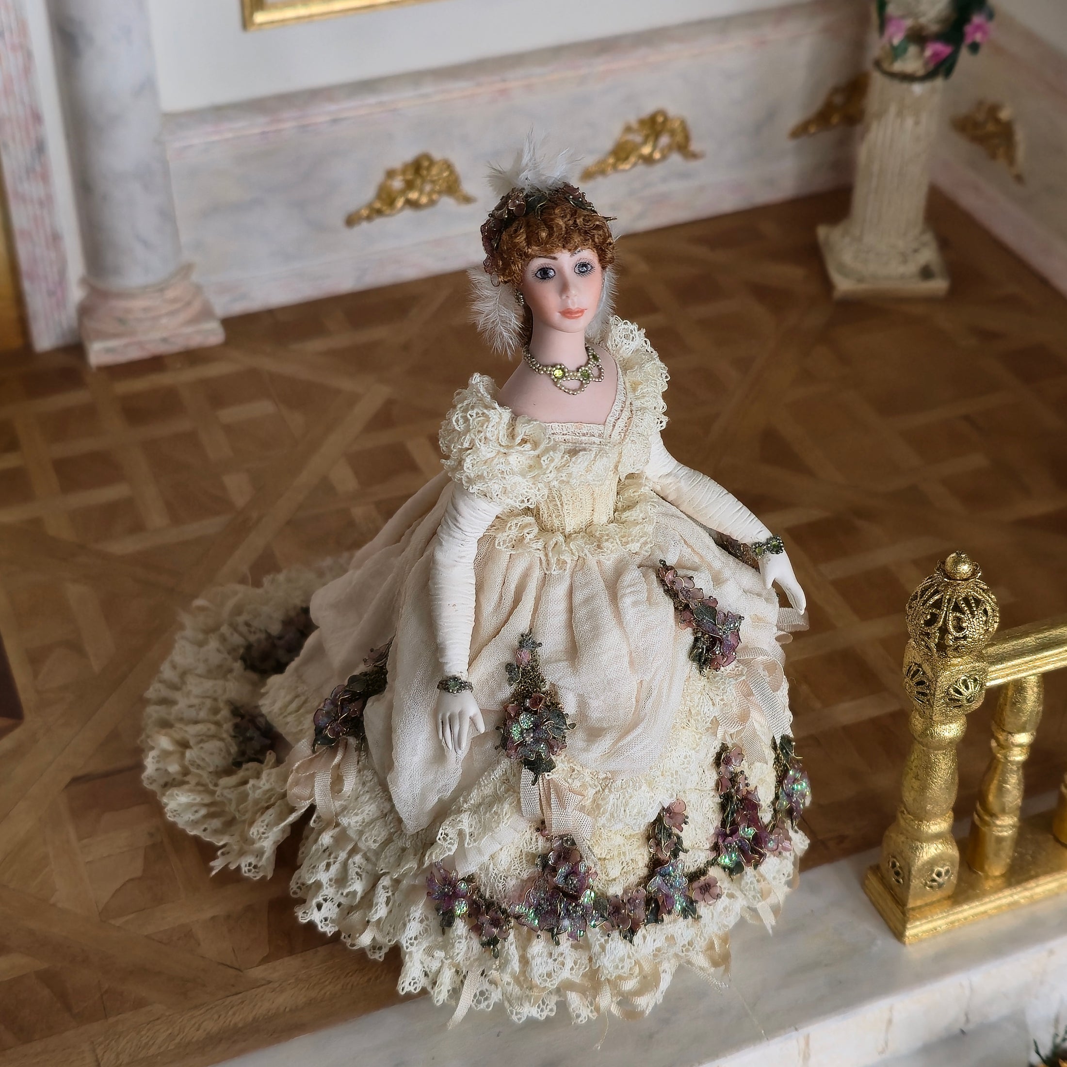 Stacy Hoffman doll in a decorative setting