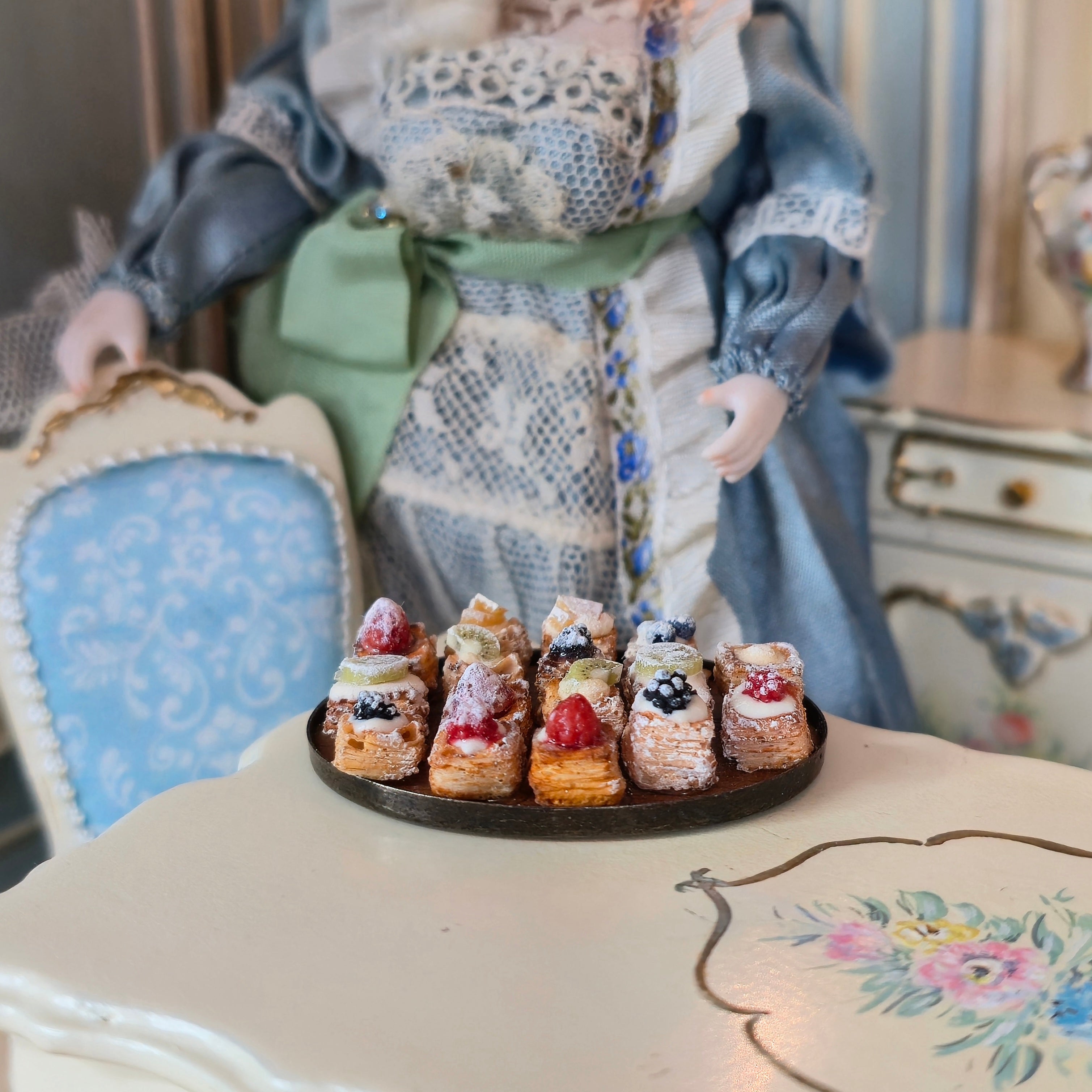miniature pastries on table
