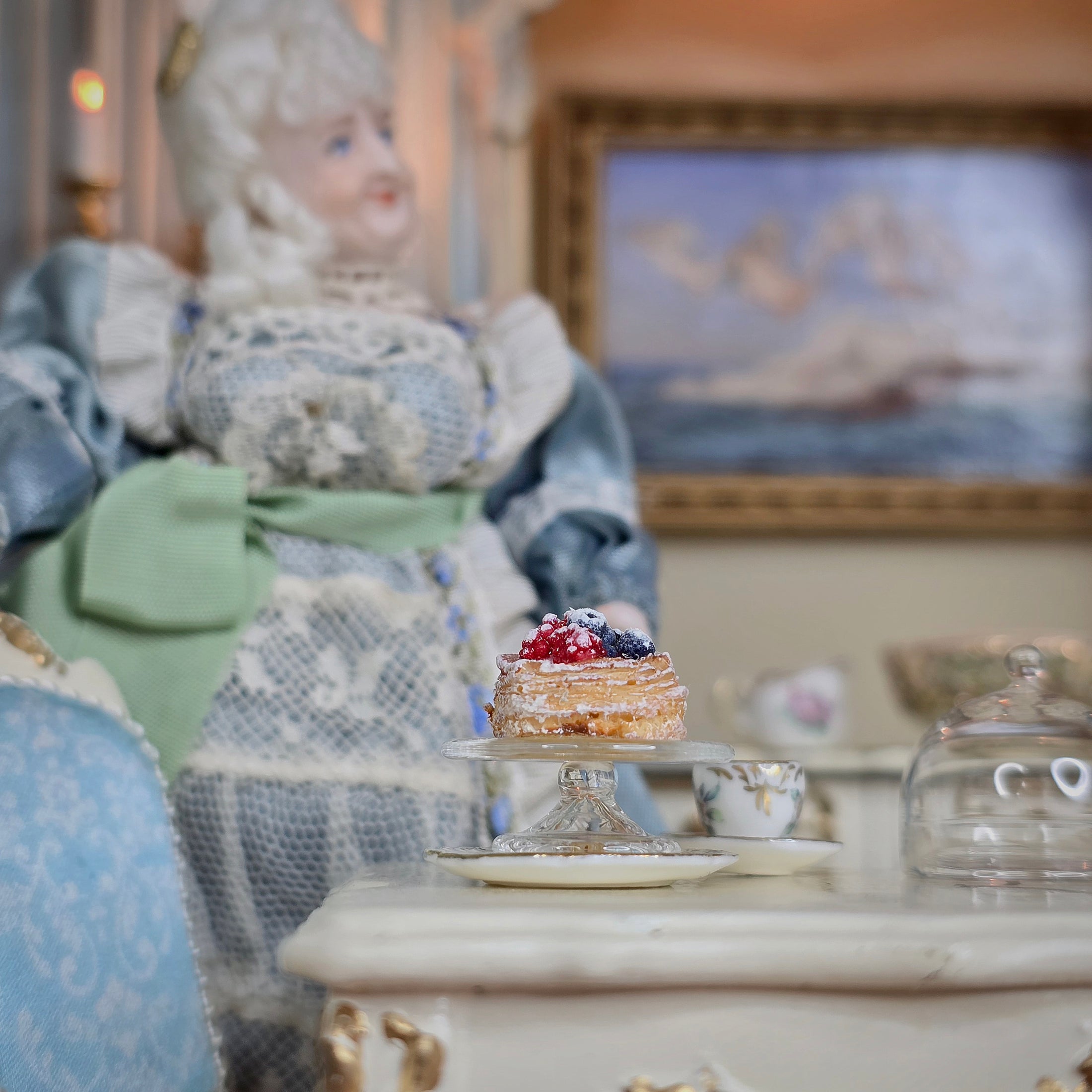Pastry in a vintage setting on a table.