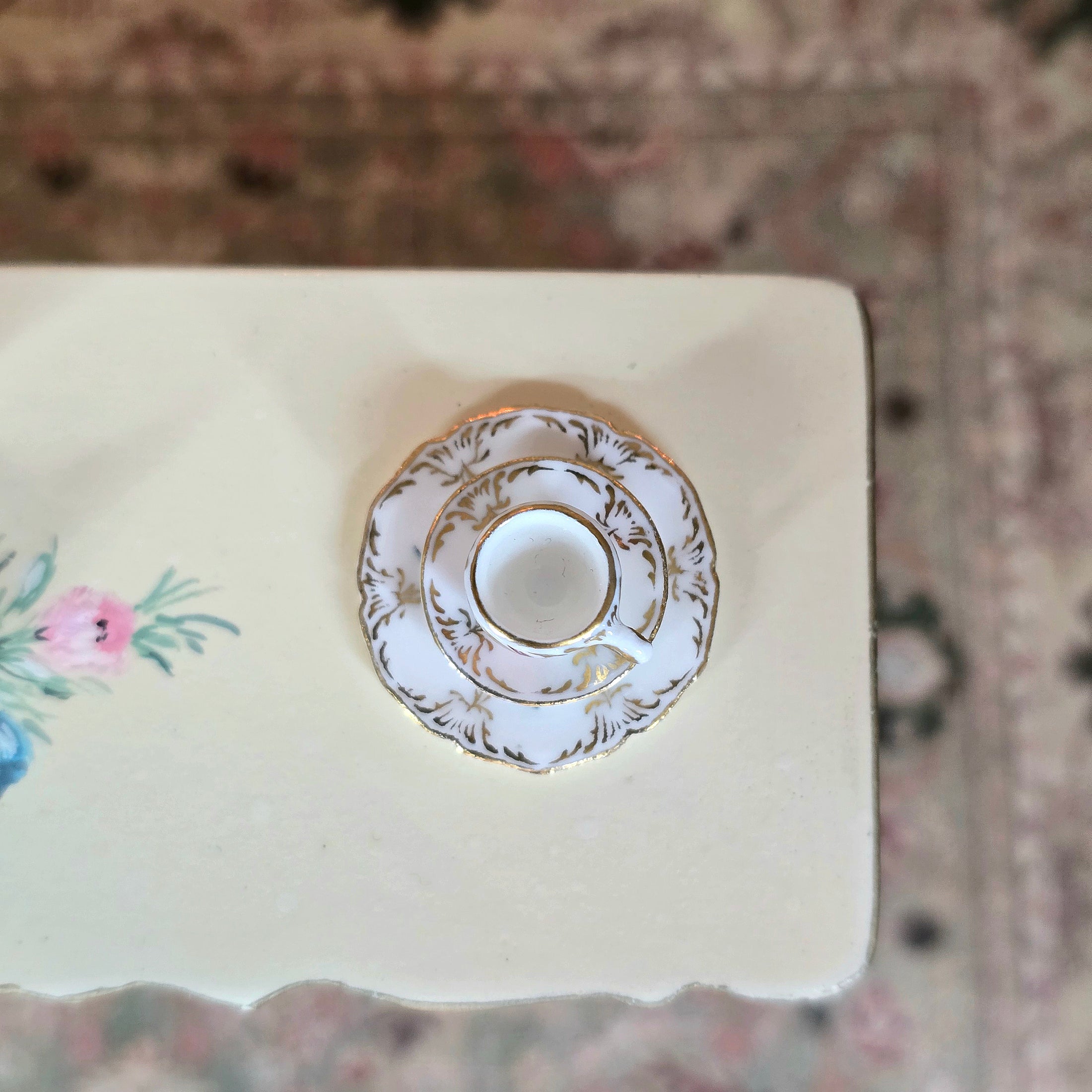 Hand painted Miyuki Nagashima porcelain set, top view