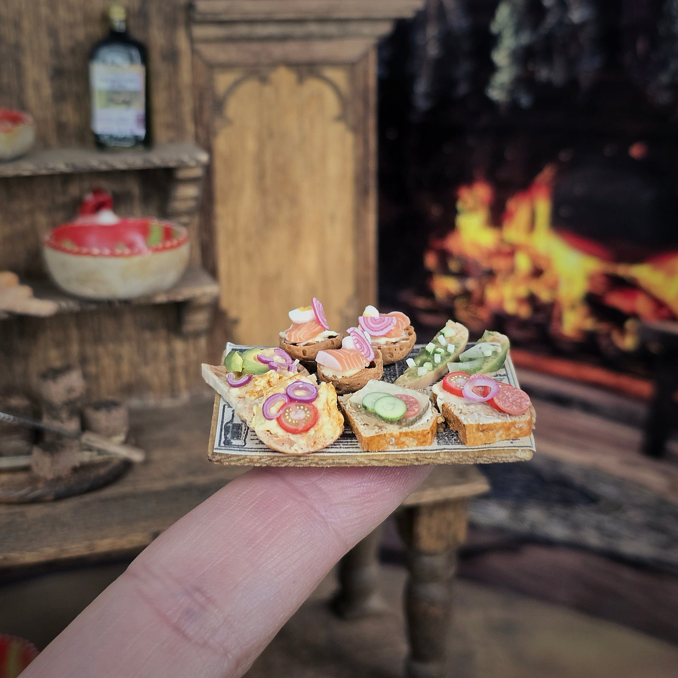 appetizer board on finger