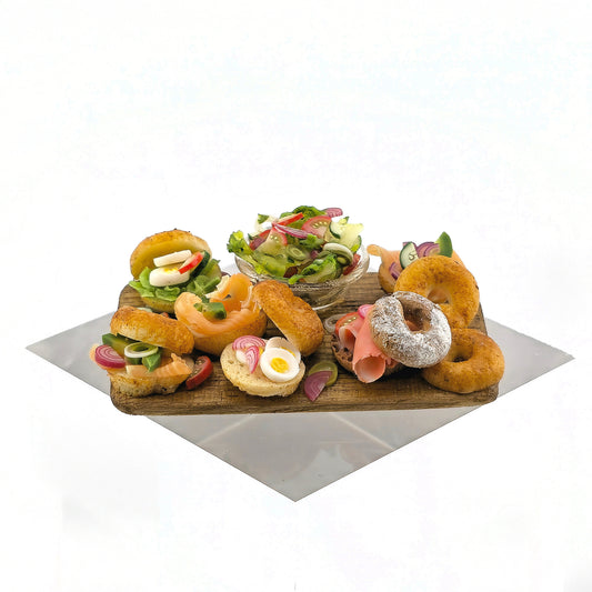 Brunch Bagel Charcuterie Serving Board on white background