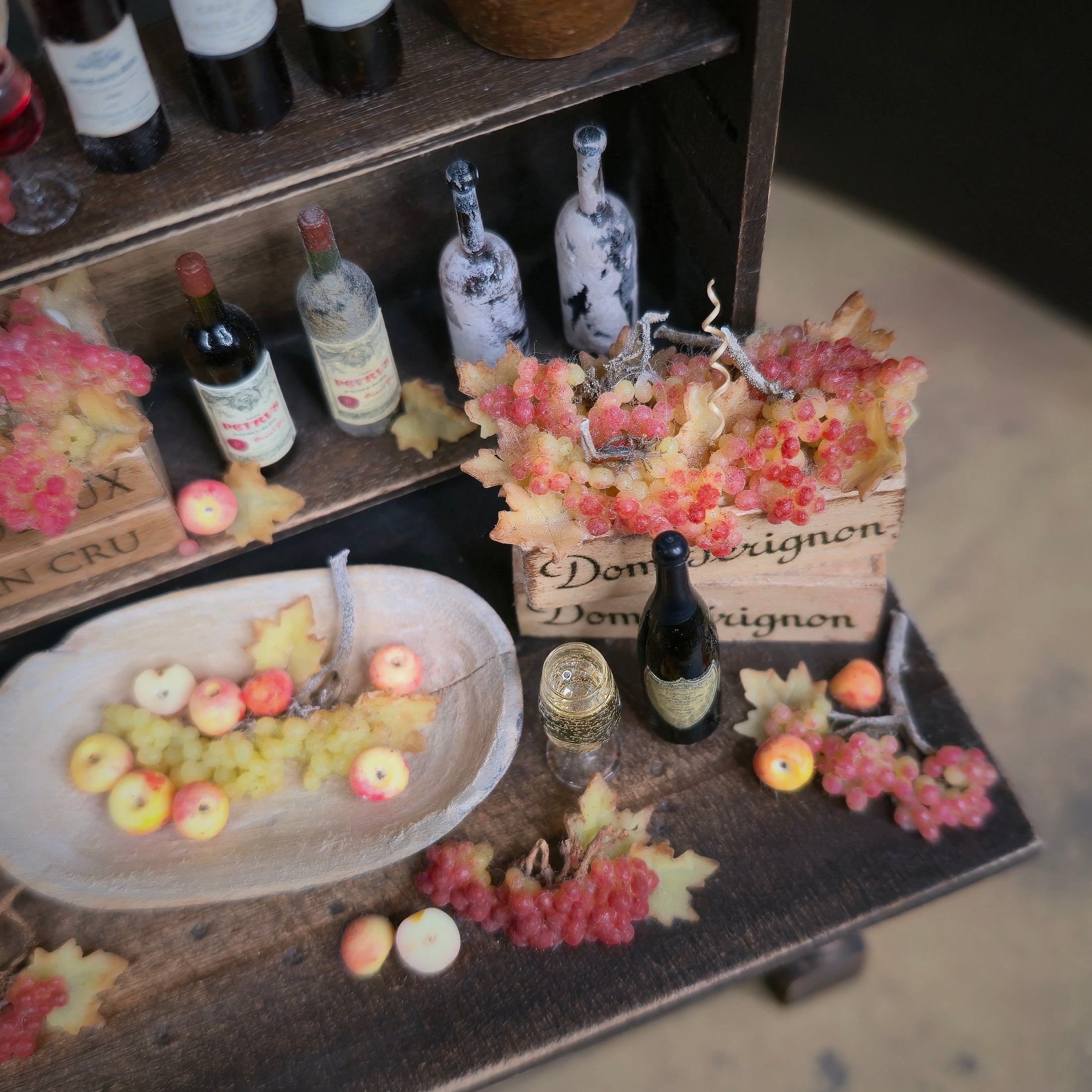 One-of-a-Kind Dressed Autumnal Wine Hutch & Cellar Display