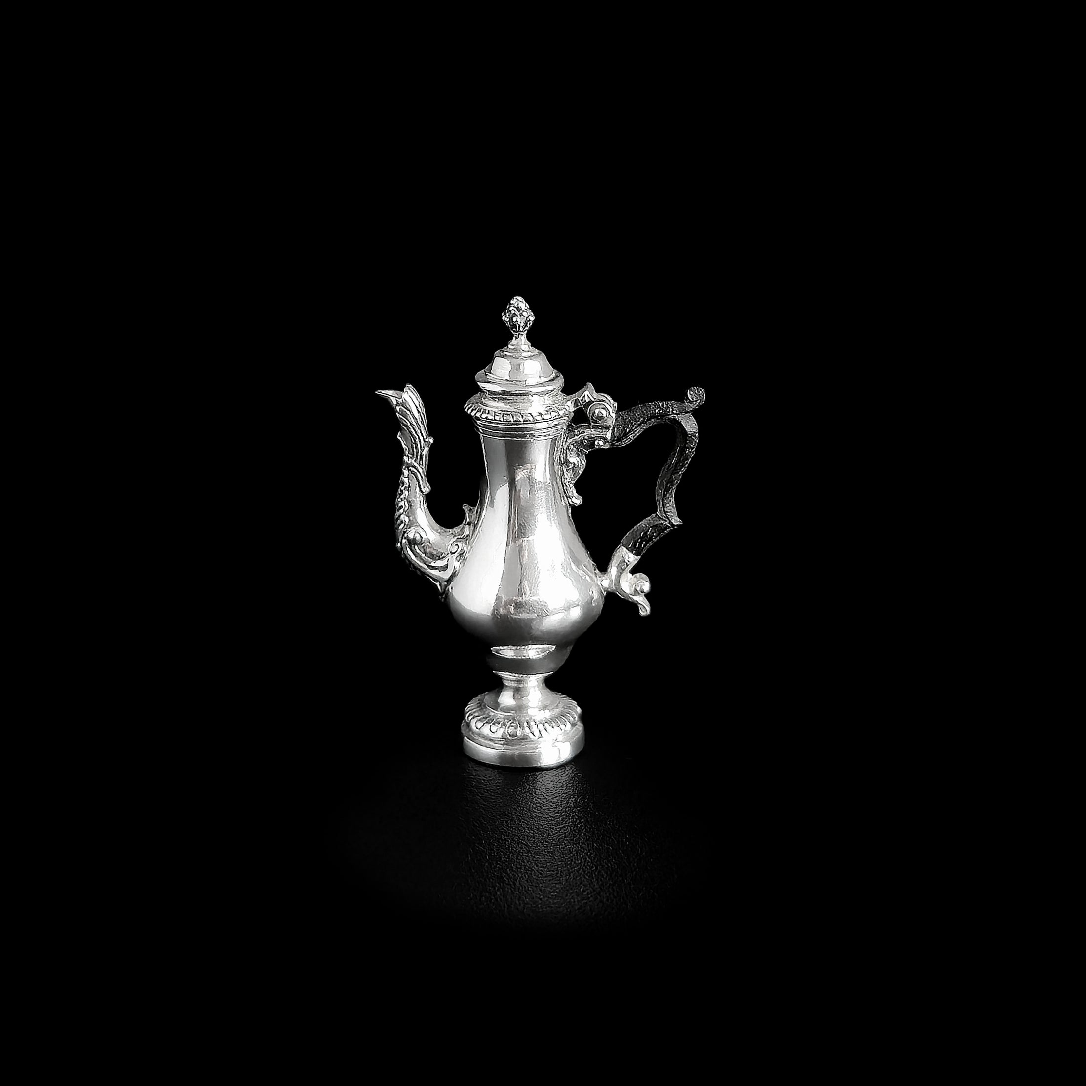 Ornate Sterling Silver Georgian Coffee Pot by Obadiah Fisher