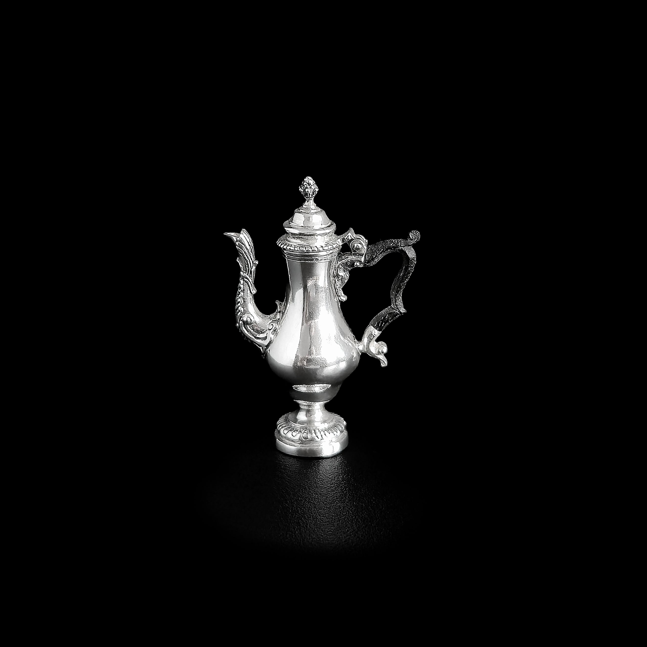 Ornate Sterling Silver Georgian Coffee Pot by Obadiah Fisher