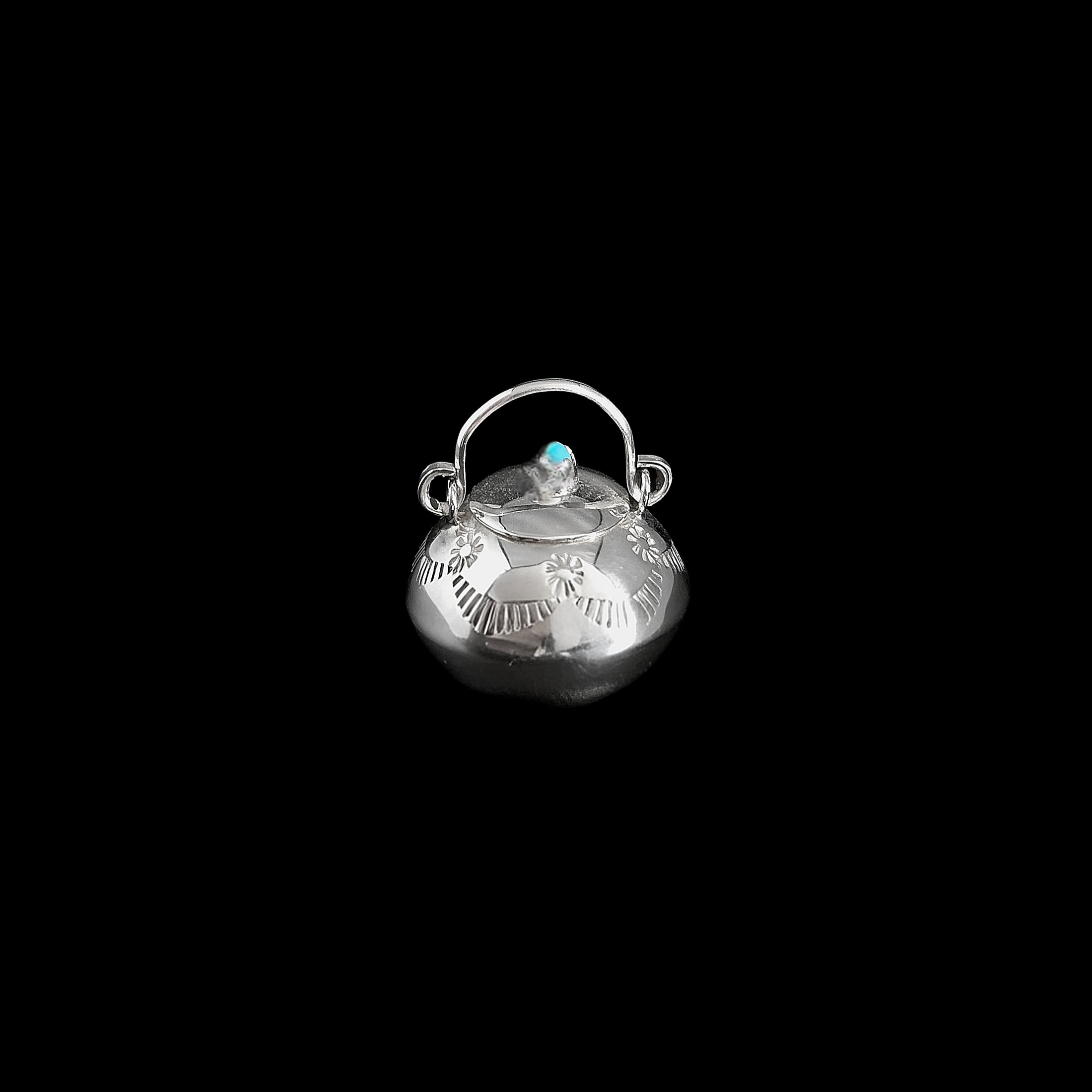 Sterling Silver & Turquoise Miniature Lidded Pot by Elizabeth Whitman